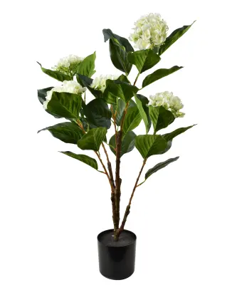 Umetna hortenzija plastika Mondex Viridis 80 cm bela 5 cvetov