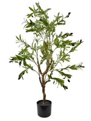 Umetno oljčno drevo plastika MONDEX Viridis 115 cm zelena/črn lonec 1 kos