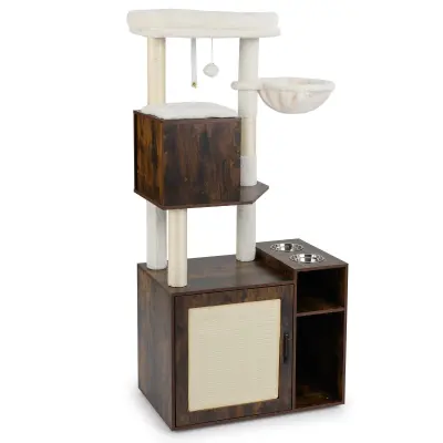 Večnivojska praskalnica za mačke z omarico Mačja hišica