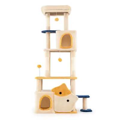 Visoka večnivojska mačja praskalna pošta Cat scratching post Cat scratching post cat motiv