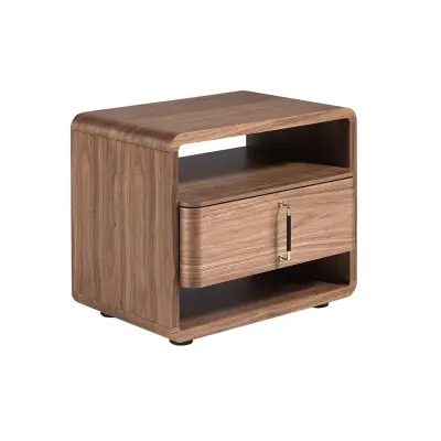 Nočna omarica iz orehovega lesa in črnega PVC