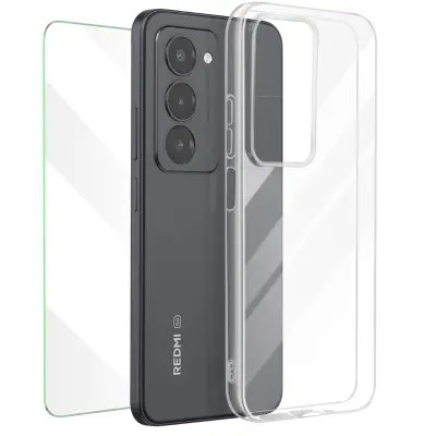 Mayaxess, Zaščitni paket 2-v-1: ovitek + kaljeno steklo za Xiaomi Redmi 15, Prozorno