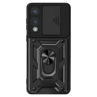 Mayaxess, Ohišje za Samsung S25 Edge Podporni obroč z zaščito kamere, Črna