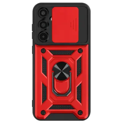 Mayaxess, Ohišje s prstanom za Samsung Galaxy A35 Zaščita pred udarci s pokrovom kamere, Rdeča