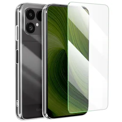 Mayaxess, Zaščitni paket 2-v-1: ovitek + kaljeno steklo za Fairphone 6, Prozorno
