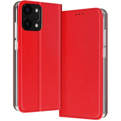Torbica za Oppo Reno 14, teksturirana, rebrasta z držalom za kartice, Rdeča
