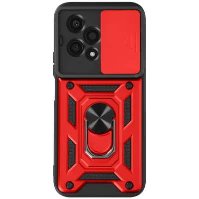 Mayaxess, Ohišje s prstanom za Honor 200 Lite Zaščita pred udarci s pokrovom kamere, Rdeča