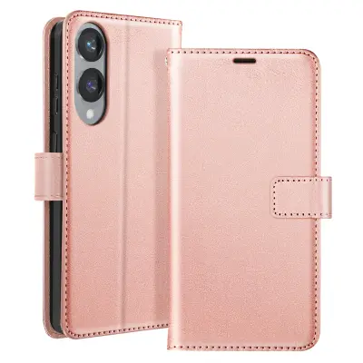 Mayaxess, Ohišje za Samsung Galaxy S25 Edge Clapet Wallet Stand, Šampanjec roza