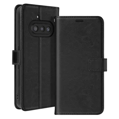 Mayaxess, Ohišje za Nothing Phone 3a Vintage Clamshell Wallet Stand, Črna