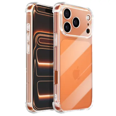 Mayaxess, Ovitek za iPhone 17 Pro iz silikona z ojačanimi vogali, odporen na udarce, Prozorno