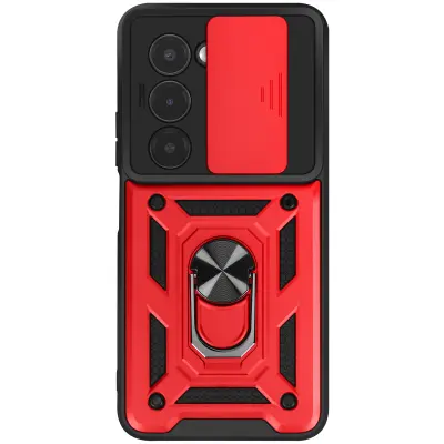 Mayaxess, Ovitek za Xiaomi Redmi 15 5G z vrtljivim magnetnim obročkom in pokrovom za kamero, Rdeča