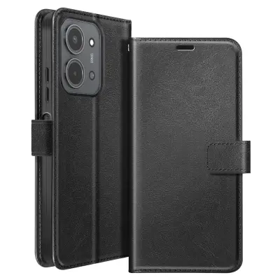 Mayaxess, Denarnica etui za Xiaomi Redmi 15C z zapestnim trakom in funkcijo stojala, Črna