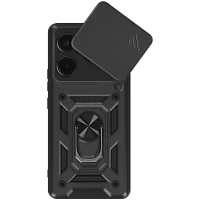 Mayaxess, Ohišje za Xiaomi Redmi Note 14 4G Zaščita kamere z obročem za podporo, Črna