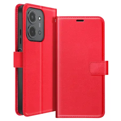 Mayaxess, Denarnica etui za Xiaomi Redmi 15C z zapestnim trakom in funkcijo stojala, Rdeča