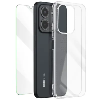 Mayaxess, Zaščitni paket 2-v-1: ovitek + kaljeno steklo za Xiaomi Redmi 15C, Prozorno