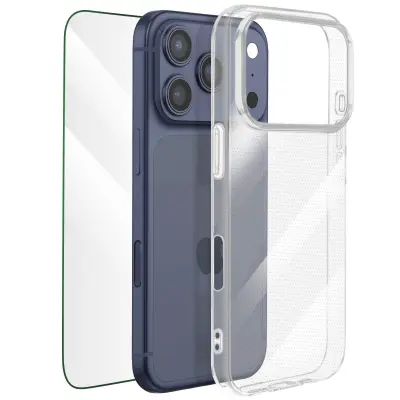 Mayaxess, Zaščitni paket 2-v-1: ovitek + kaljeno steklo za iPhone 17 Pro, Prozorno