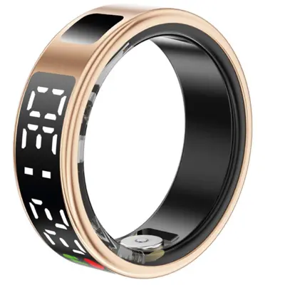 Povezani prstan velikosti 10, model Saturn z LED zaslonom in polnilnim etuijem, Zlata