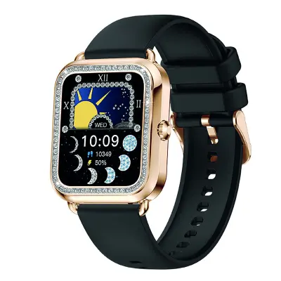 Maria iz nerjavečega jekla povezana ura s sledilnikom zdravja in ID klicatelja, Črna