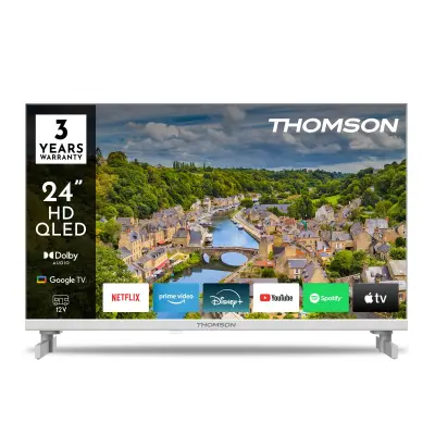 THOMSON 24HQG3S15CW QLED TV sprejemnik, 61cm (24"), HD, Google TV, 220V + 12V napajanje, WiFi, Bluetooth, Dolby Audio, Google Assistant, Chromecast