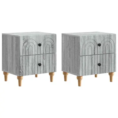 vidaXL Nočna omarica s predalom 2 pcs Siva Sonoma 43 x 34,5 x 48 cm