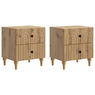 vidaXL Nočna omarica s predalom 2 pcs Artisan hrast 43 x 34,5 x 48 cm
