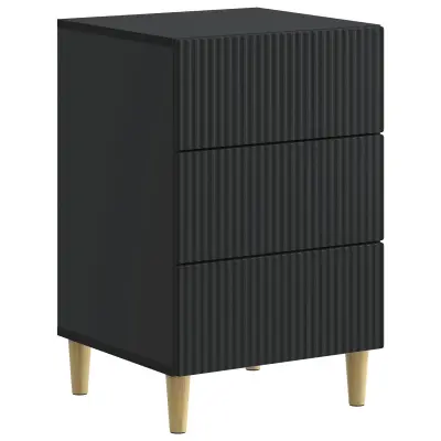 vidaXL Nočna omarica s predalom Črna 43 x 41 x 66,5 cm Inženirski les