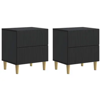vidaXL Nočna omarica 2 pcs Črna 43 x 34,5 x 48 cm Inženirski les