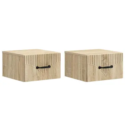 vidaXL Stenski nočni omarici 2 pcs Sonoma hrast 34,5 x 33 x 20 cm
