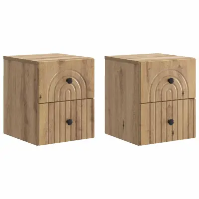 vidaXL Stenski nočni omarici 2 pcs Artisan hrast 33 x 34,5 x 40 cm