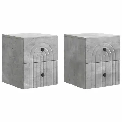 vidaXL Stenski nočni omarici 2 pcs Betonsko siva 33 x 34,5 x 40 cm