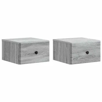 vidaXL Stenski nočni omarici 2 pcs Siva Sonoma 34,5 x 33 x 20 cm