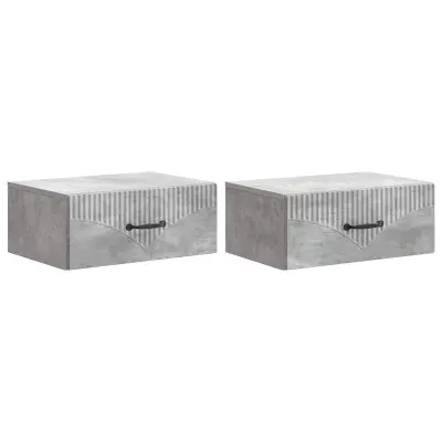 vidaXL Stenski nočni omarici 2 pcs Betonsko siva 49 x 34,5 x 20 cm
