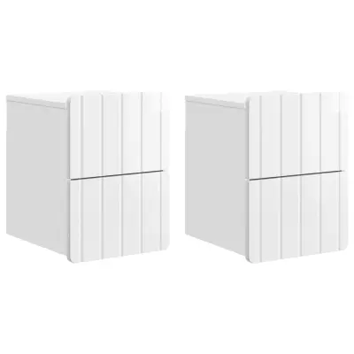 vidaXL Stenski nočni omarici 2 pcs Bela visok sijaj 33 x 34,5 x 43 cm