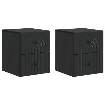 vidaXL Stenski nočni omarici s predalom 2 pcs Črna 33 x 34,5 x 40 cm