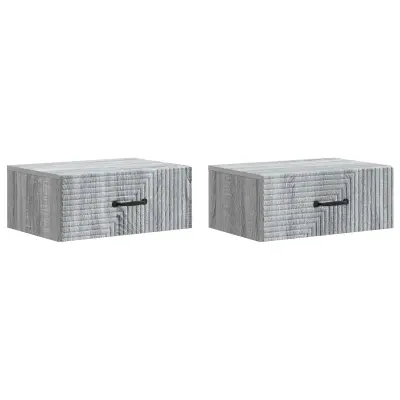 vidaXL Stenski nočni omarici 2 pcs Siva Sonoma 49 x 34,5 x 20 cm