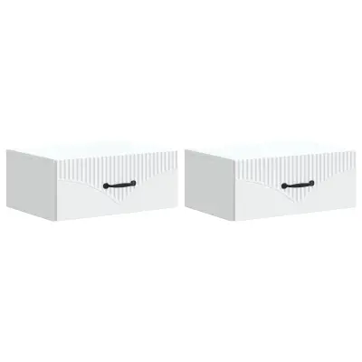 vidaXL Stenski nočni omarici s predalom 2 pcs Bela 49 x 34,5 x 20 cm