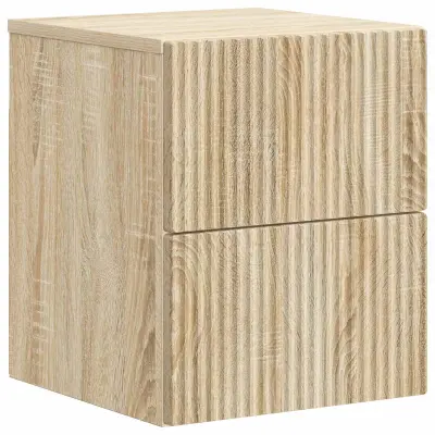 vidaXL Stenski nočni omarici s predalom Sonoma hrast 33 x 34,5 x 40 cm