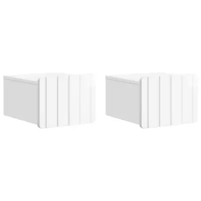 vidaXL Stenski nočni omarici 2 pcs Bela visok sijaj 33 x 34,5 x 24 cm