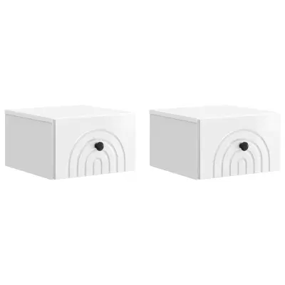 vidaXL Stenski nočni omarici 2 pcs Bela visok sijaj 33 x 34,5 x 20 cm