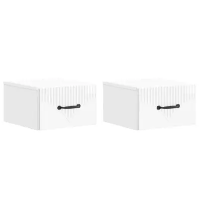 vidaXL Stenski nočni omarici 2 pcs Bela visok sijaj 34,5 x 33 x 20 cm