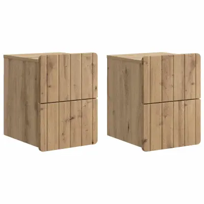 vidaXL Stenski nočni omarici 2 pcs Artisan hrast 33 x 34,5 x 43 cm