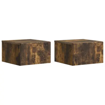 vidaXL Stenski nočni omarici 2 pcs Dimljen hrast 33 x 34,5 x 20 cm
