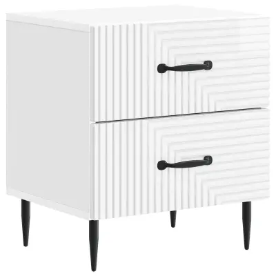 vidaXL Nočna omarica s predalom Bela visok sijaj 43 x 34,5 x 47,5 cm