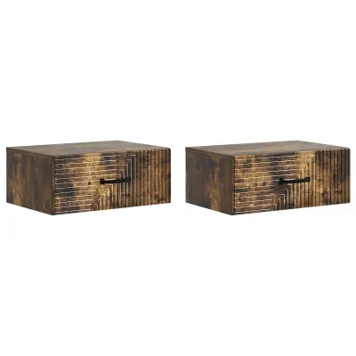 vidaXL Stenski nočni omarici 2 pcs Dimljen hrast 49 x 34,5 x 20 cm