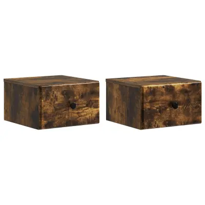 vidaXL Stenski nočni omarici 2 pcs Dimljen hrast 34,5 x 33 x 20 cm