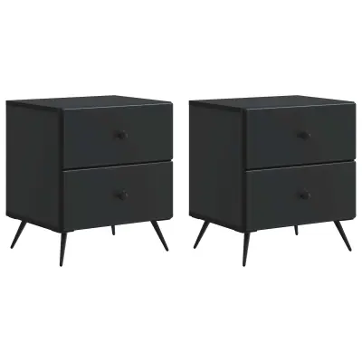 vidaXL Nočna omarica 2 pcs Črna 43 x 34,5 x 47,5 cm Inženirski les