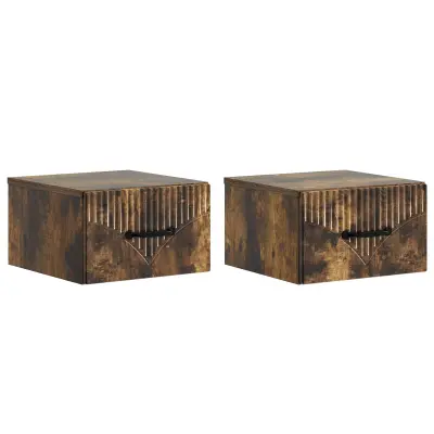 vidaXL Stenski nočni omarici 2 pcs Dimljen hrast 34,5 x 33 x 20 cm