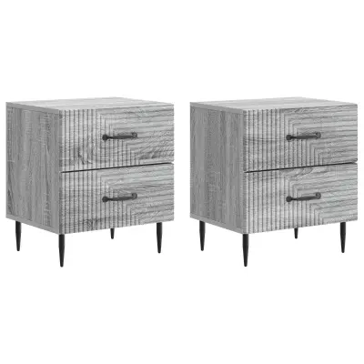 vidaXL Nočna omarica s predalom 2 pcs Siva Sonoma 43 x 34,5 x 47,5 cm