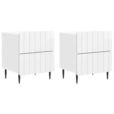 vidaXL Nočna omarica 2 pcs Bela visok sijaj 43 x 34,5 x 49,5 cm