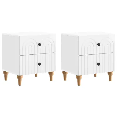 vidaXL Nočna omarica 2 pcs Bela visok sijaj 43 x 34,5 x 48 cm